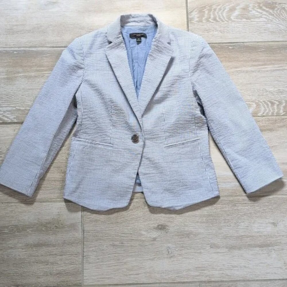 Ann Taylor Seersucker 3/4 Sleeve Blazer | Ann Taylor Hickory Stripe Blazer